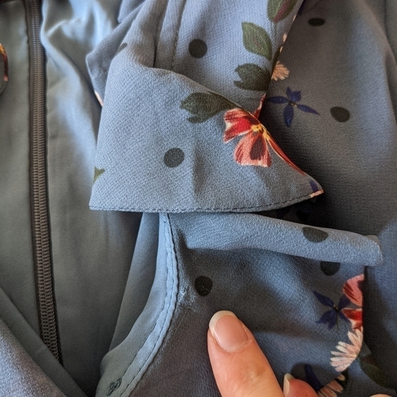 Keepsake Run Free Dark Slate Blue Floral Print Ruffled Long Sleeve Dress xl - Picture 15 of 16